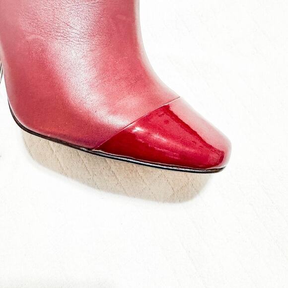 Pour La Victoire Bissit Ankle Boot Red Patent Leather Contrast Toe Size 9.5 NEW - Picture 5 of 6